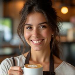 Retrato de Elena Ramírez, Jefa de Baristas en Mictlan Mornings